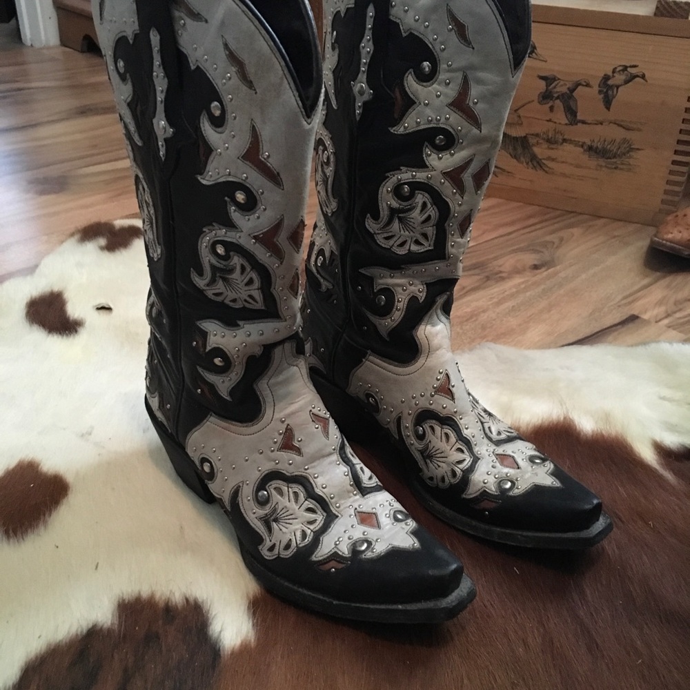 Lucchese Black & White Boots